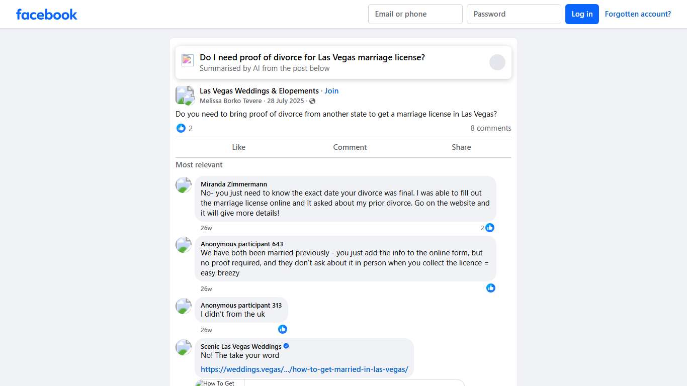 Las Vegas Weddings & Elopements Do you need to bring proof of divorce from another state to get a marriage license in Las Vegas Facebook